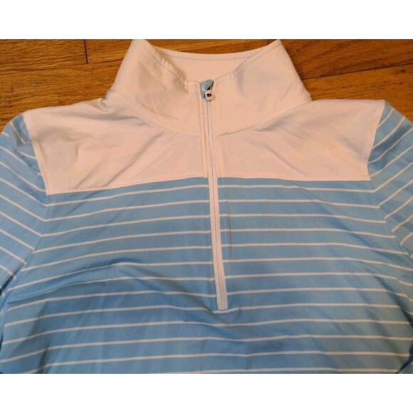 FootJoy Shirt Women's Large Golf Quarter Zip Pullover Baby Blue White Logo EUC - Picture 2 of 10